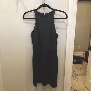 MNG Two panel dress (leather top)